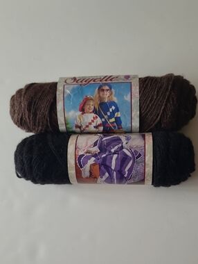 2 Vintage Dawn Sayelle Yarn Brown & Black